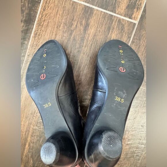 Anthropologie Everybody Chiseled Doily Leather Black Brown Filigree Boot EU 38.5 - Picture 7 of 11